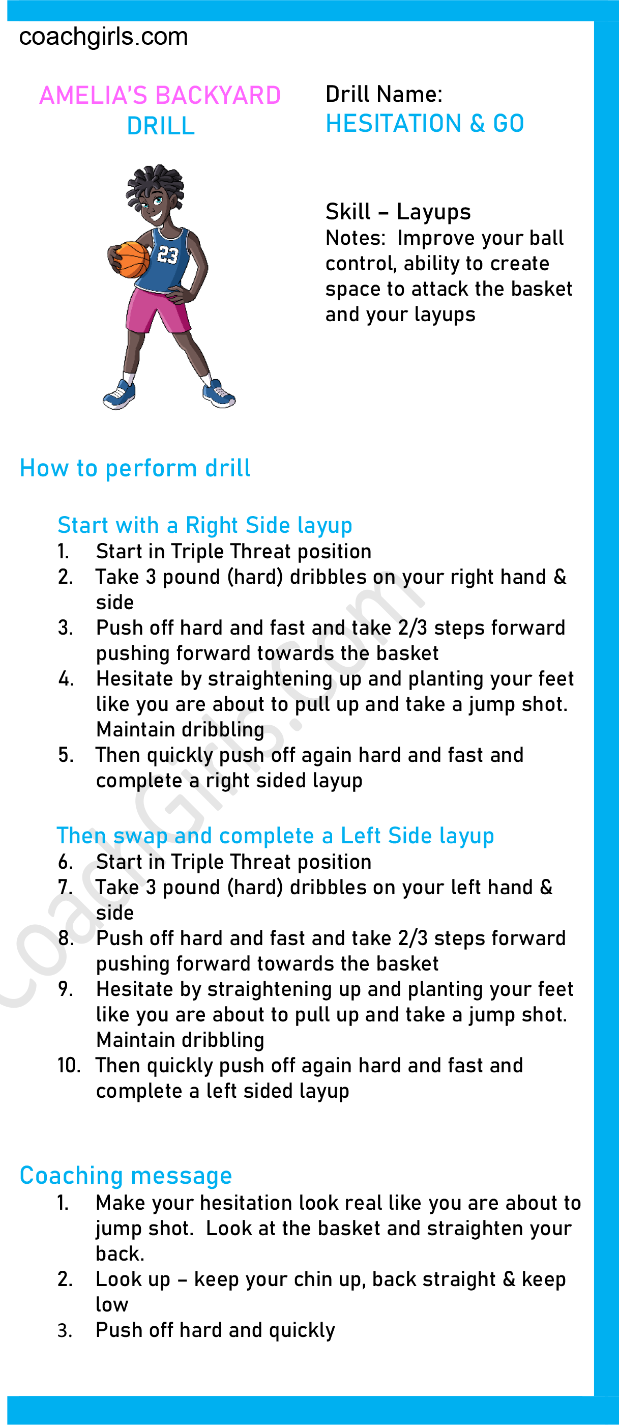 Basketball Drill - Hesitation and Go - Coach Girls